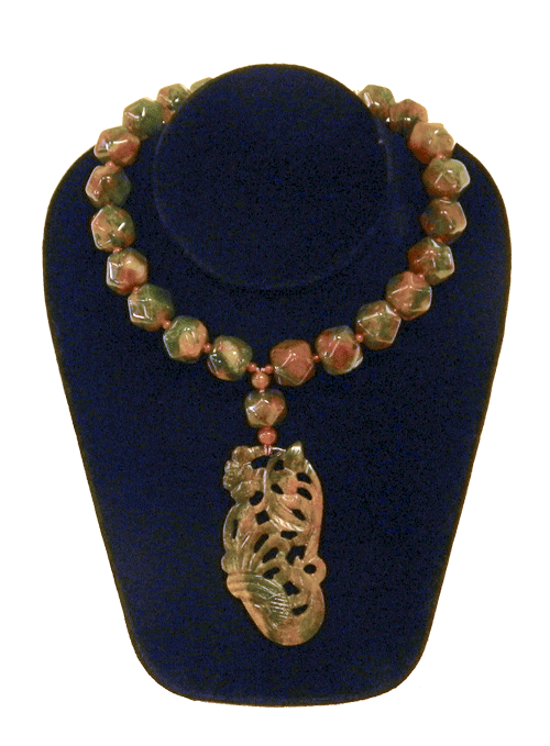 vintage Chinese carved stone necklace