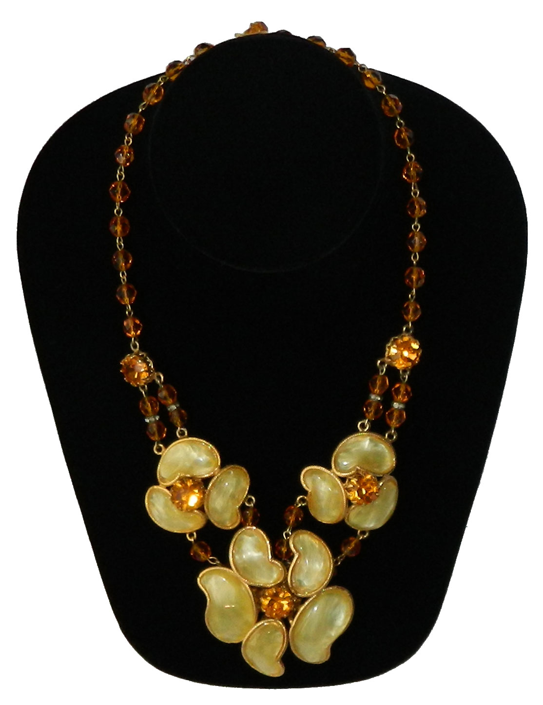 vintage rhinestone flower necklace