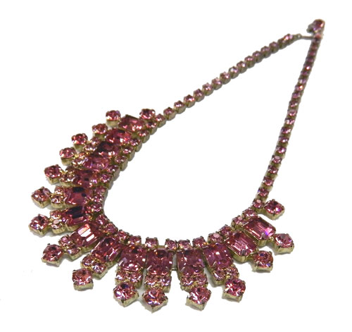 vintage 1950's pink rhinestone necklace