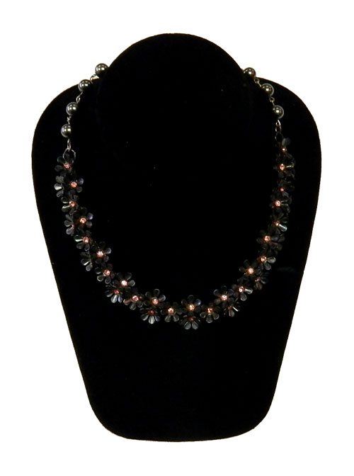 1960's pink rhinestone flower necklace