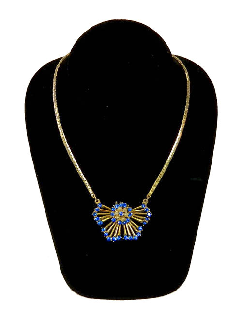 1940's blue rhinestone necklace