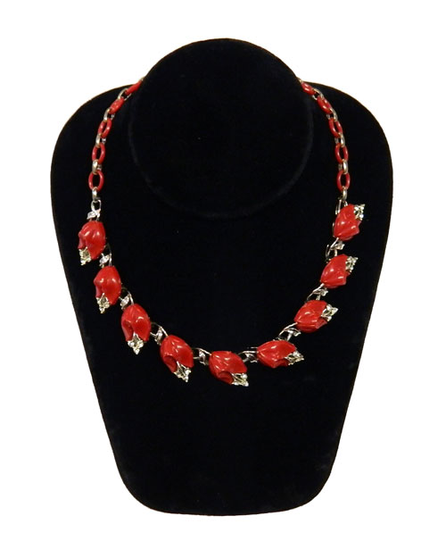red rhinetone necklace