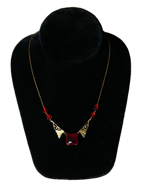 Red and gold Art Nouveau necklace
