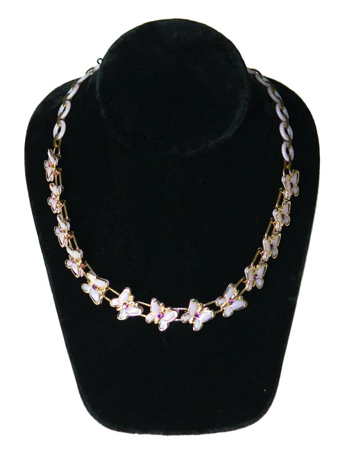 1960's purple butterfly rhinestone necklace