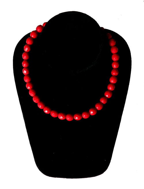 Red glass bead necklace