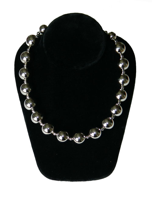 Chrome bead necklace by Monet
