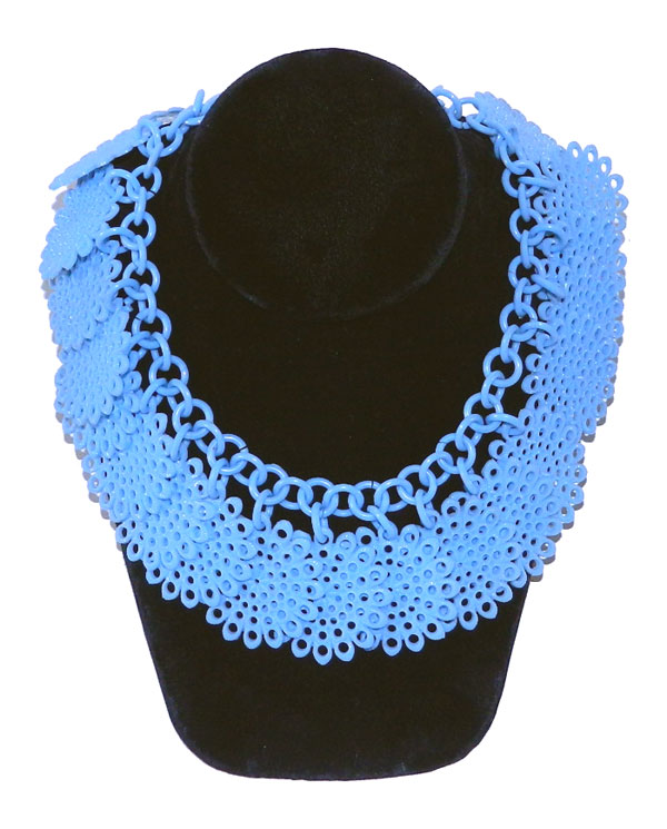 1930's blue celluloid bib necklace