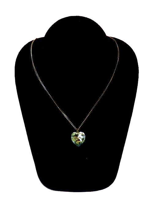 vintage aurora borealis crystal heart necklace