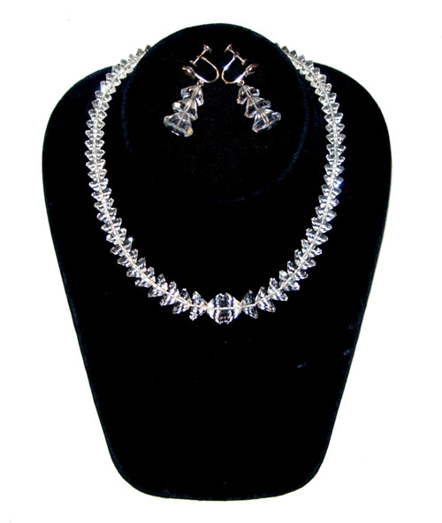 Vintage cut lead crystal necklace set