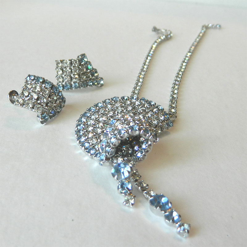 1950's rhinestone necklace and earring set