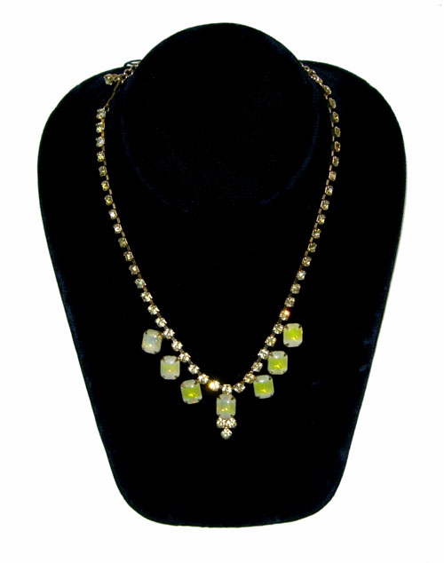 1950's yellow rhinestone necklace