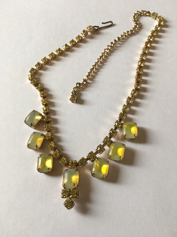 yellow rhinestone necklace