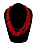 vintage red glass bead multi strand necklace