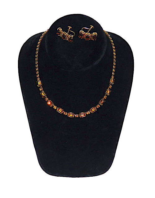 1950s Weiss rhinestone necklace and earring set