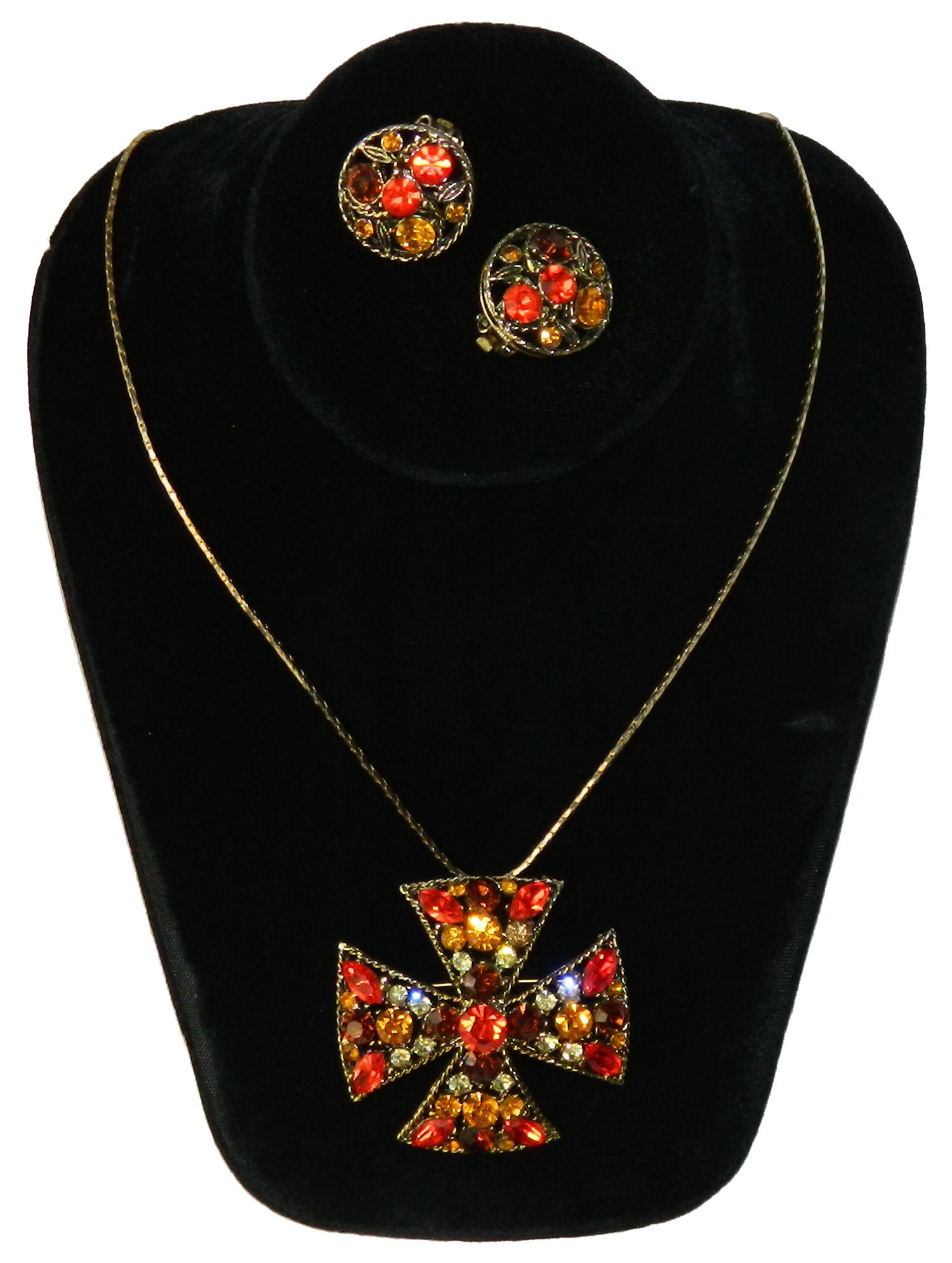 Maltese cross pendant necklace set