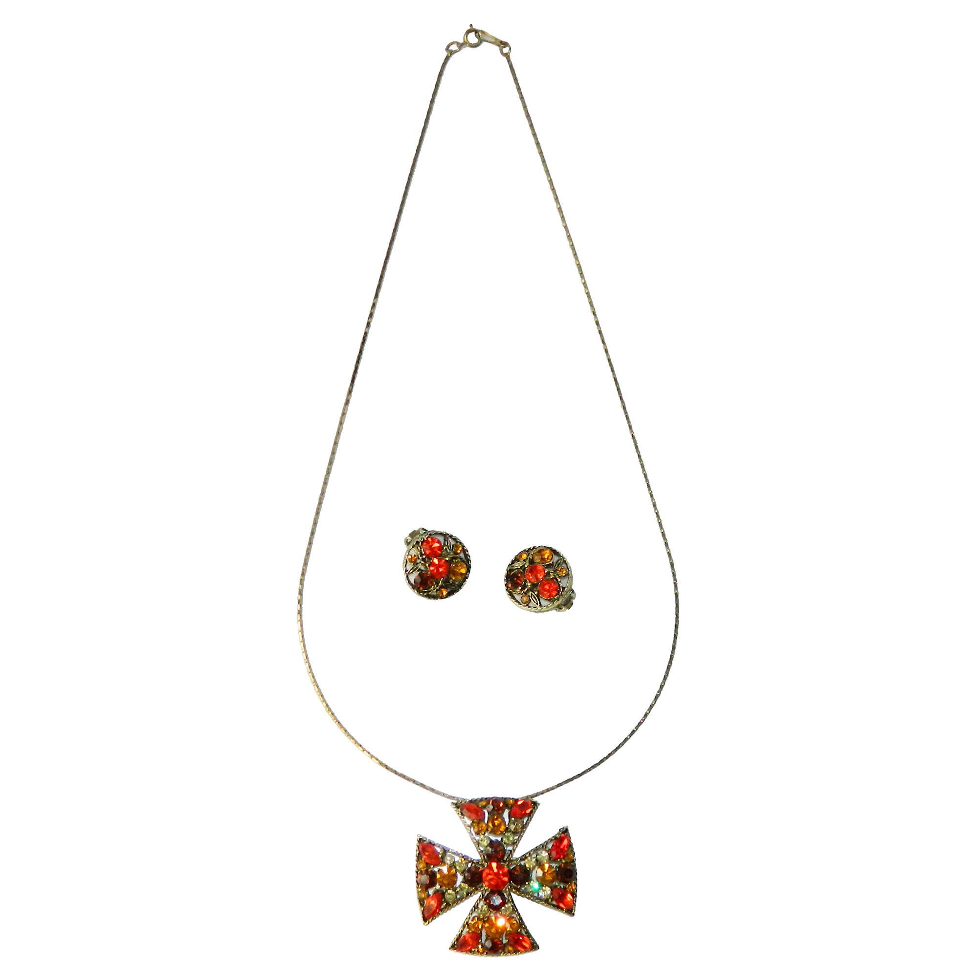 Maltese cross pendant necklace set