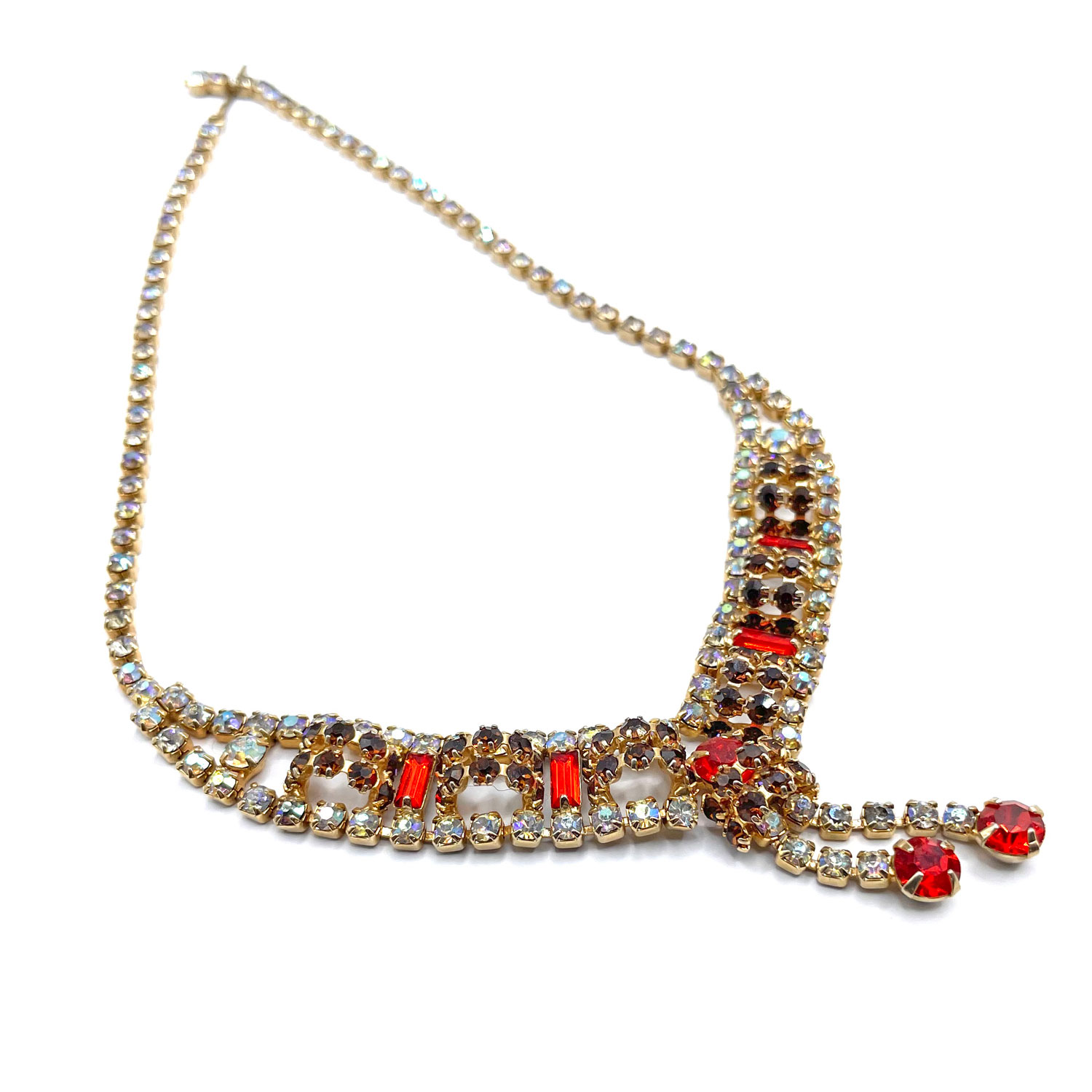 Rhinestone necklace and earring set