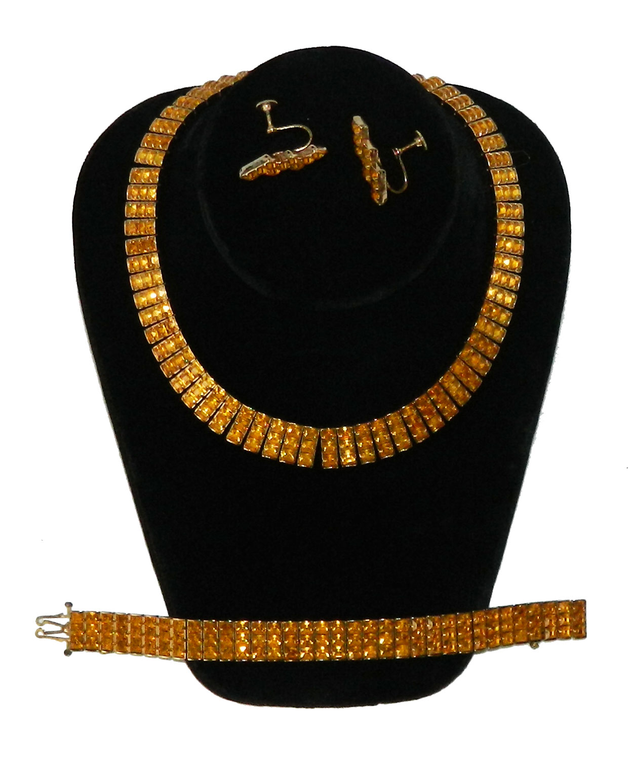 1940's Art Deco rhinestone necklace set