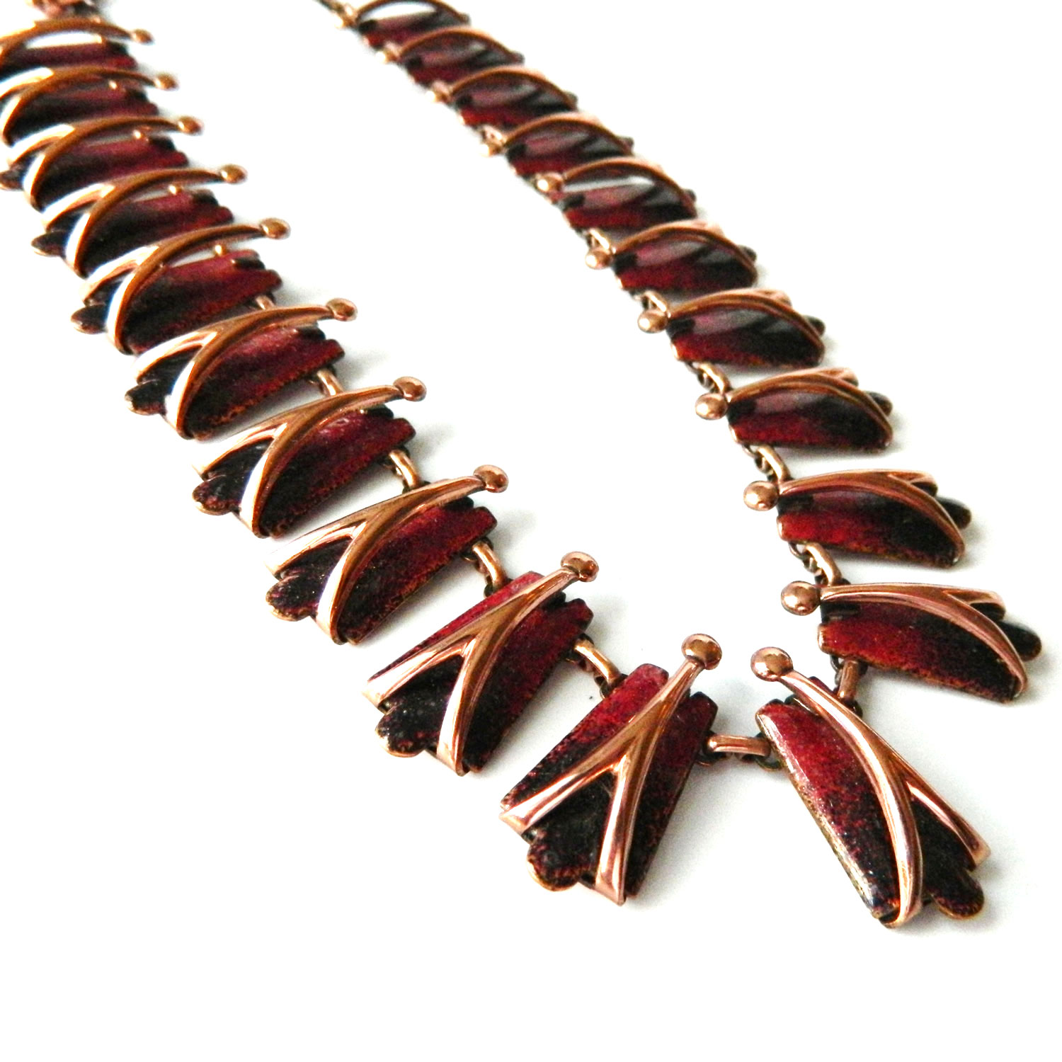 1950's enameled copper necklace set