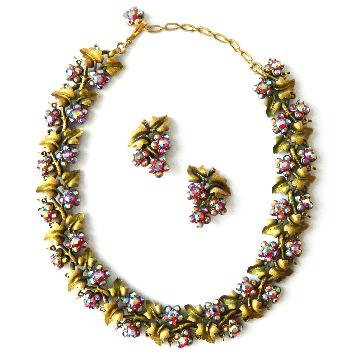 Trifari rhinestone necklace set