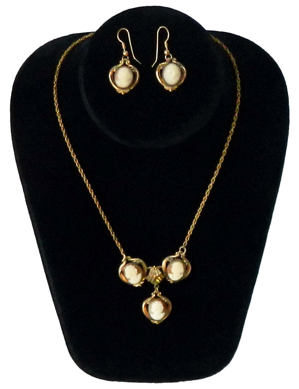 Cameo necklace and earring set