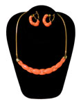 Vintage faux coral necklace and earring set