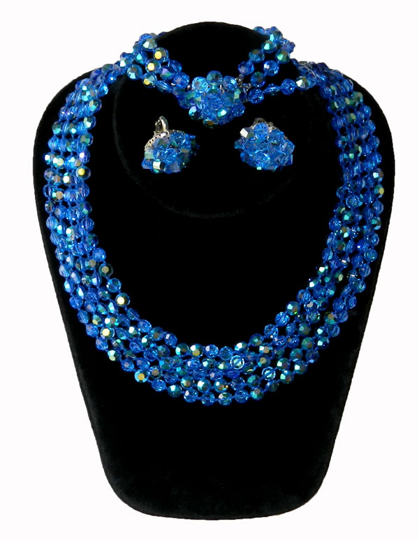 Blue aurora borealis crystal necklace