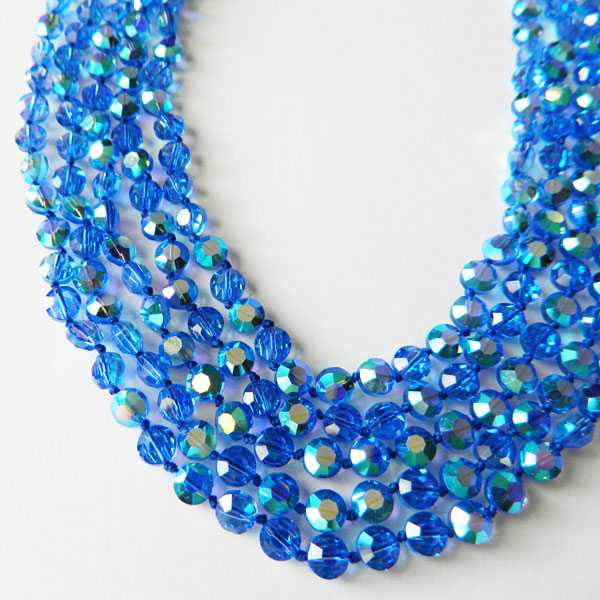 Blue aurora borealis crystal necklace
