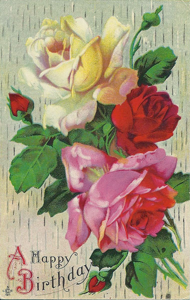 antique roses birthday card