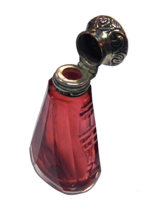 antique English cranberry glass vinaigrette