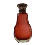 antique cranberry glass scent bottle with sterling top