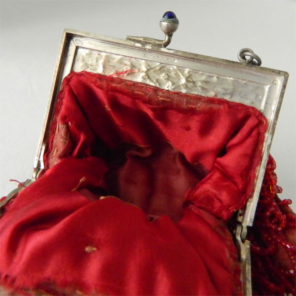 Antique red bead handbag