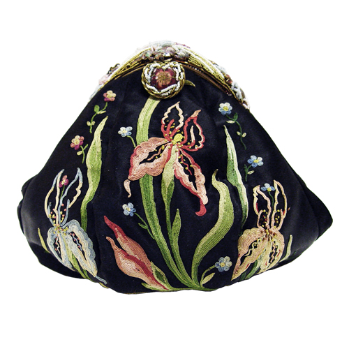 Antique embroidered floral handbag
