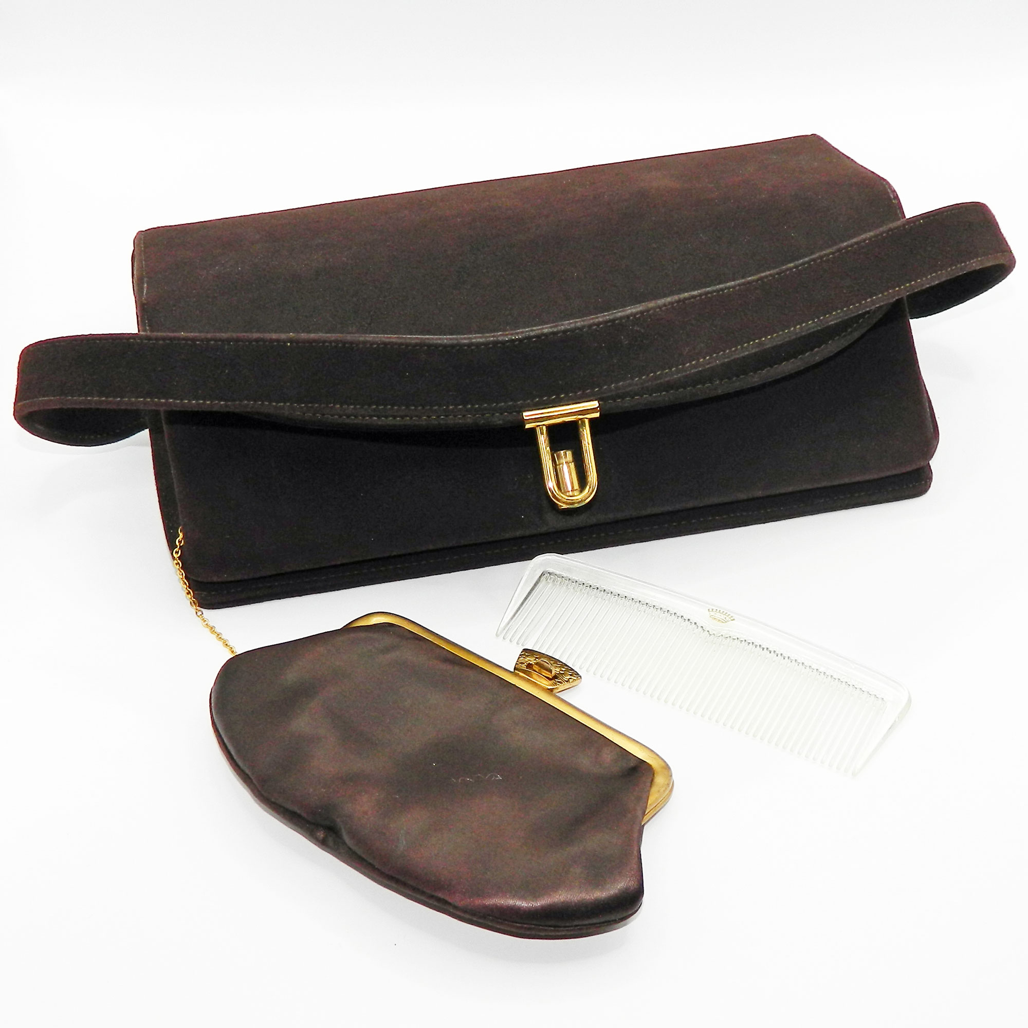 1940s suede purse