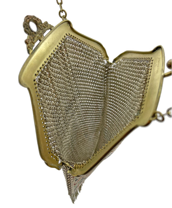 1920's Mandalian enameled mesh purse