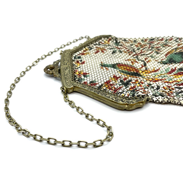 1920s Mandalian enameled mesh purse