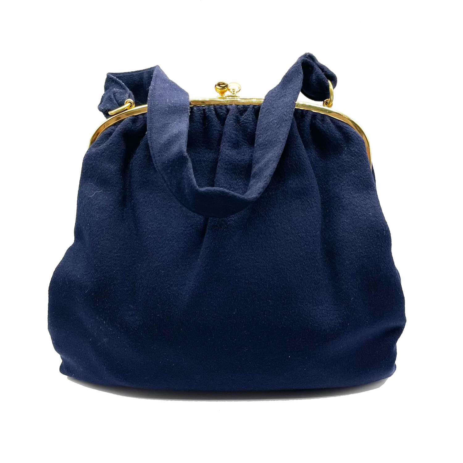 1950s navy blue wool mohair purse