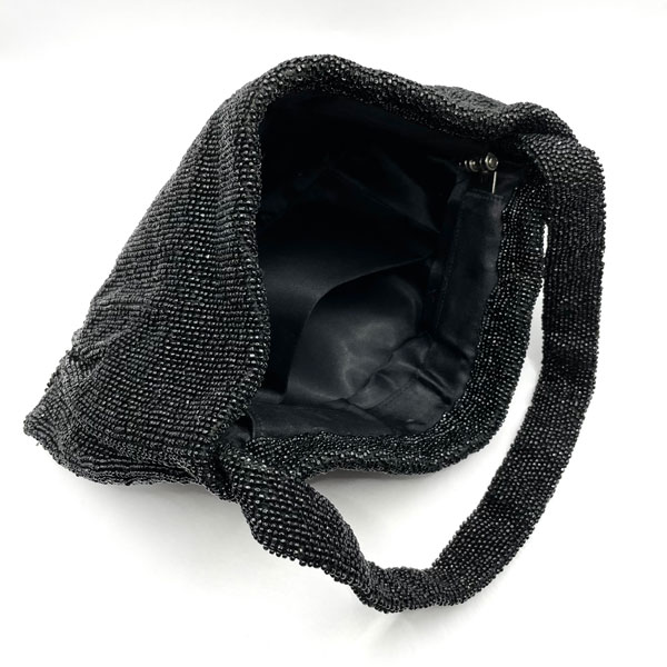 1940s black glass beaded purse