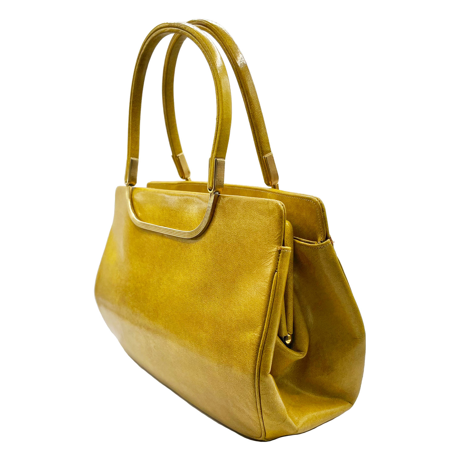 1960s mustard yellow leather purse