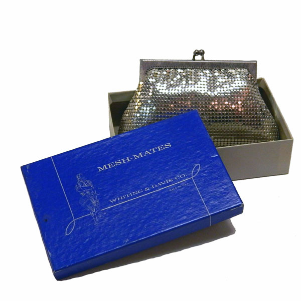 Silver Whiting and Davis mesh clutch purse