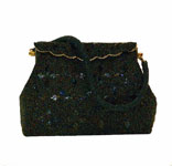 vintage 1950's green beaded handbag