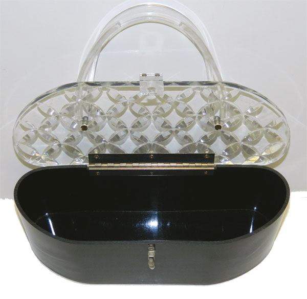 1950's black lucite box handbag