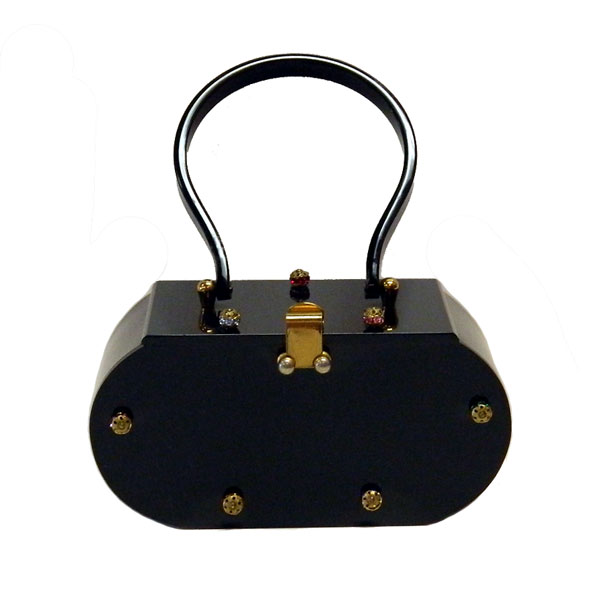 Vintage 1950's black lucite handbag
