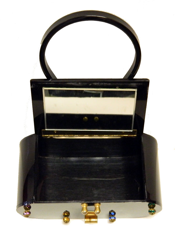 1950's black lucite handbag