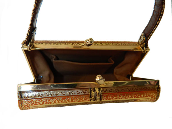 1950's gold and brown handbag
