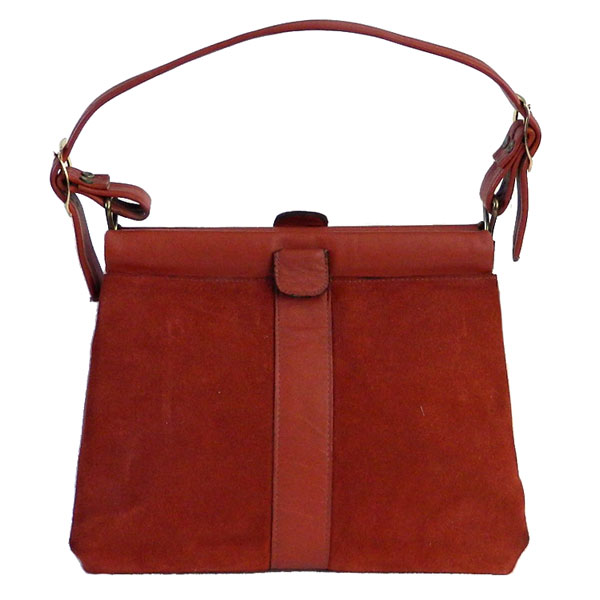 Large 1970's rust suede handbag