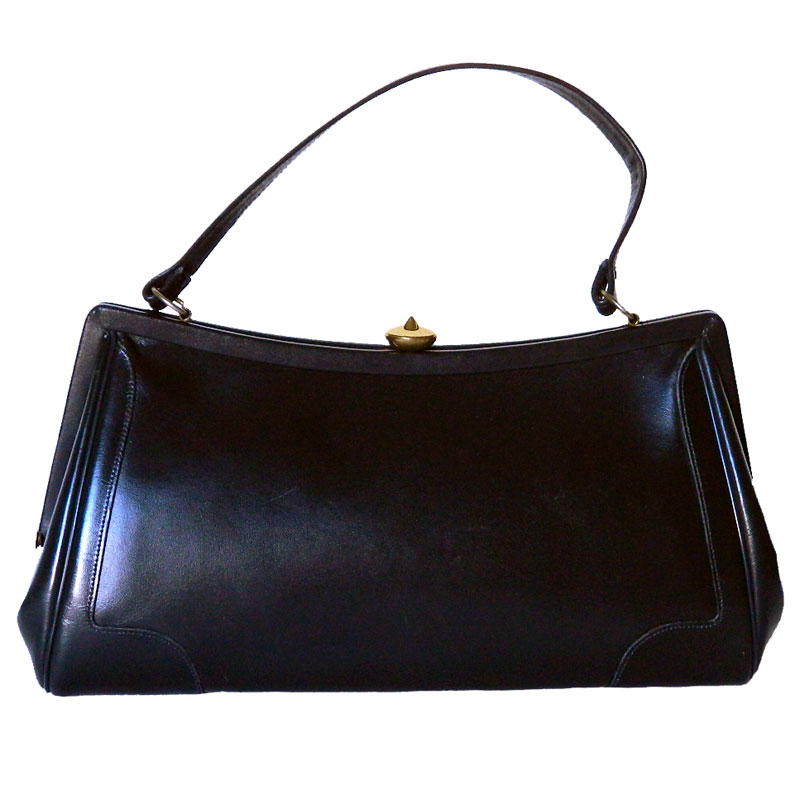 1960's black leather purse