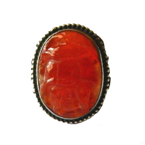 Sterling carnelian Chinese ring