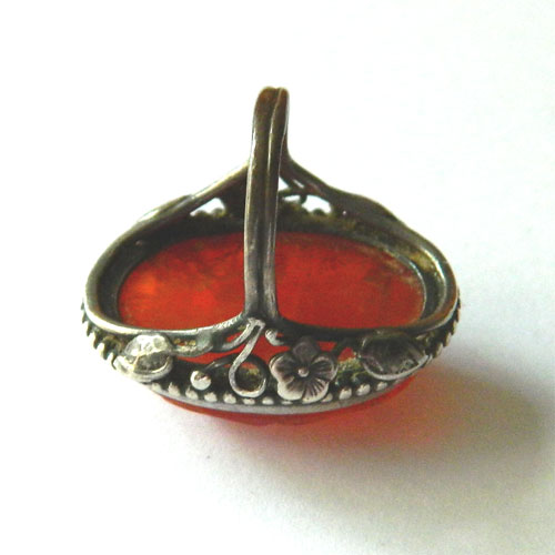 Sterling Chinese carnelian ring
