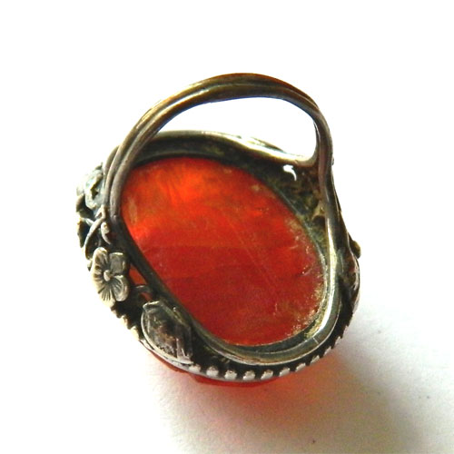Sterling Chinese carnelian ring